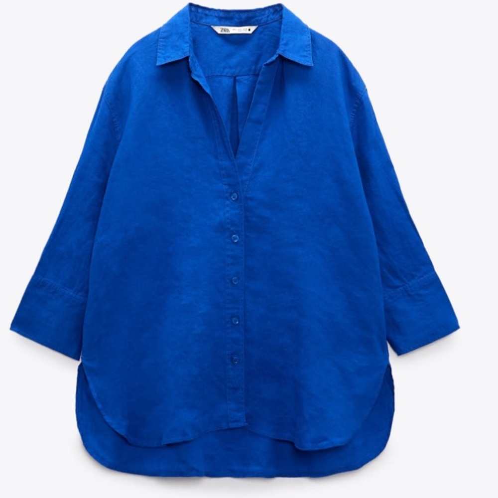 Zara 100% European Grown Linen Button Shirt